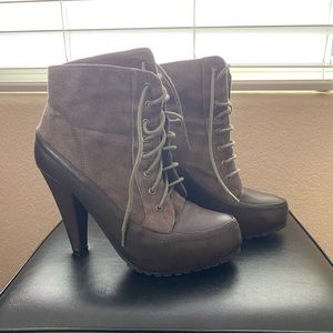 Brown Lace Booties